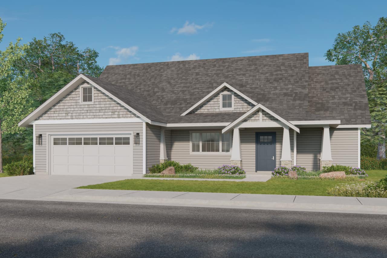 Front elevation of Ranch home (ThePlanCollection: House Plan #108-2041)