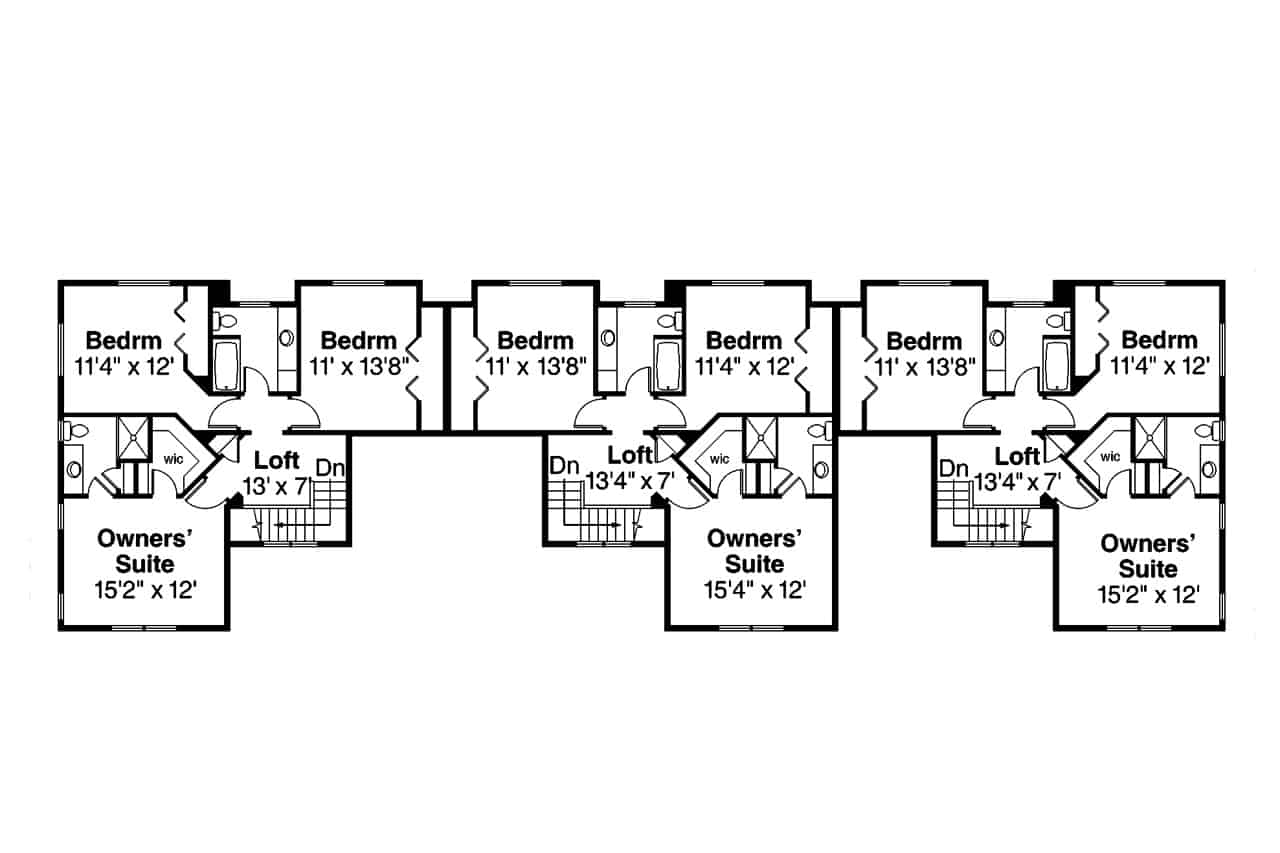 Upper Level of Farmhouse Plan #108-2042