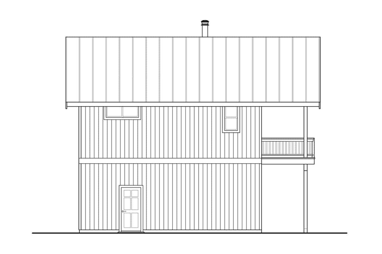 Home Plan Left Elevation of this 1-Bedroom,672 Sq Ft Plan -108-2044
