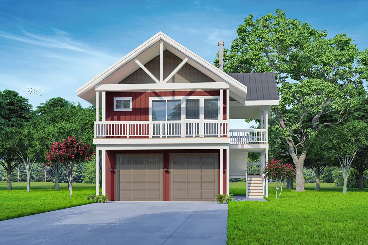 Front elevation of garage apartment (ThePlanCollection: House Plan #108-2044)