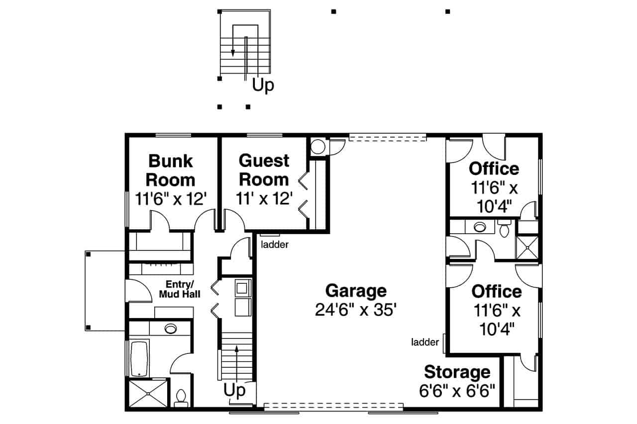Main Level of Barn Style Plan #108-2049