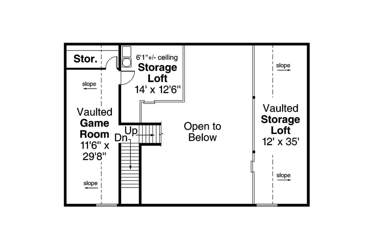 Upper Level of Barn Style Plan #108-2049