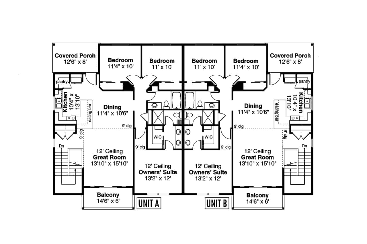 Main Level of Contemporary Plan #108-2051
