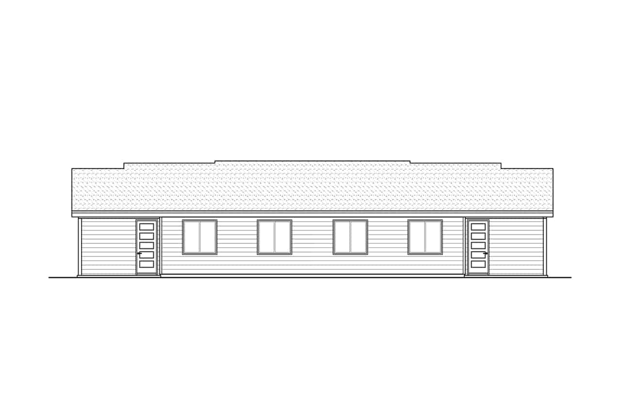 Home Plan Rear Elevation of this 6-Bedroom,3054 Sq Ft Plan -108-2051