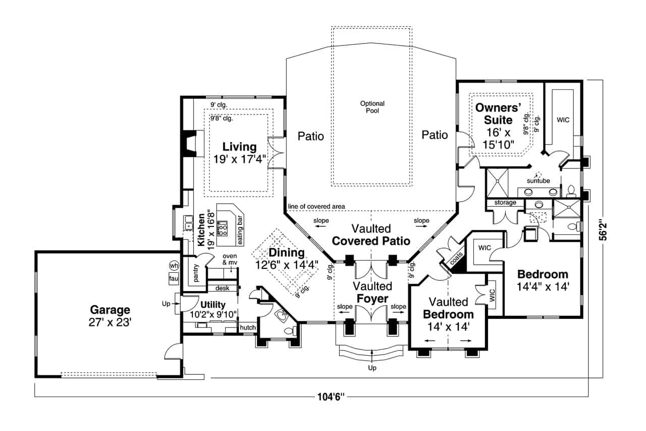 Main Level of Mediterranean Plan #108-2054