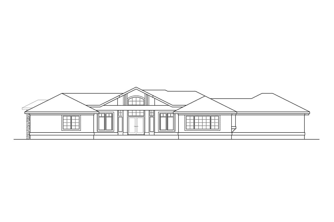 Home Plan Rear Elevation of this 3-Bedroom,2553 Sq Ft Plan -108-2054