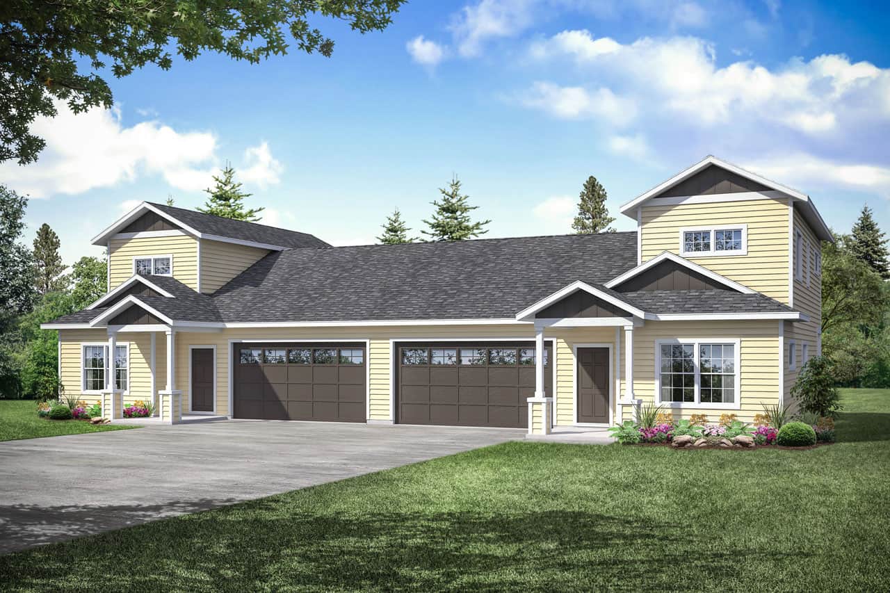 Front elevation of Farmhouse home (ThePlanCollection: House Plan #108-2055)