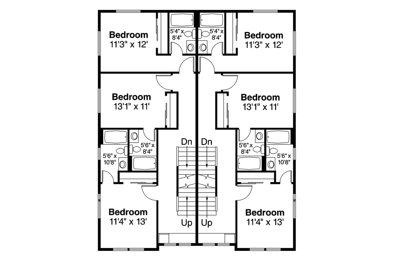 Upper Level of Farmhouse Plan #108-2056