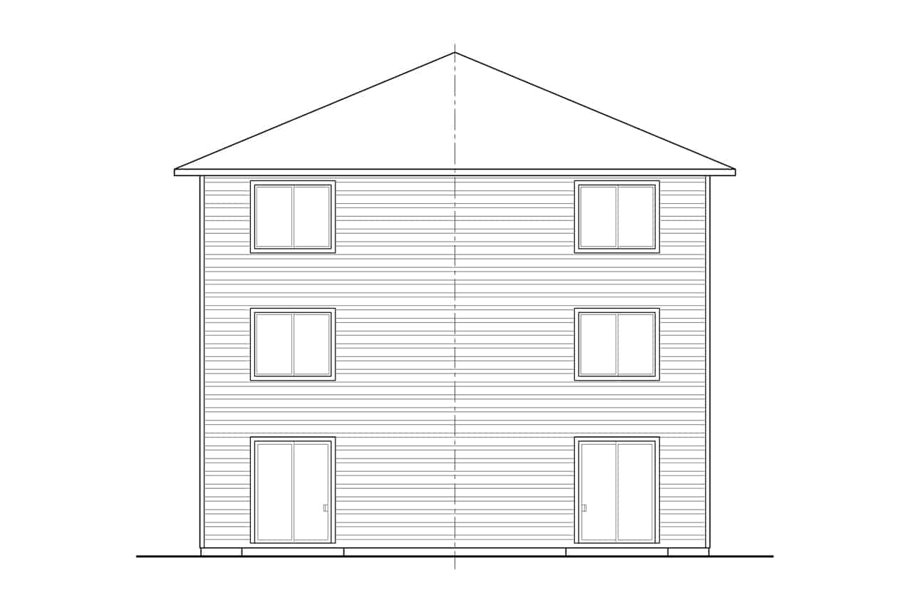 Home Plan Rear Elevation of this 10-Bedroom,4944 Sq Ft Plan -108-2058
