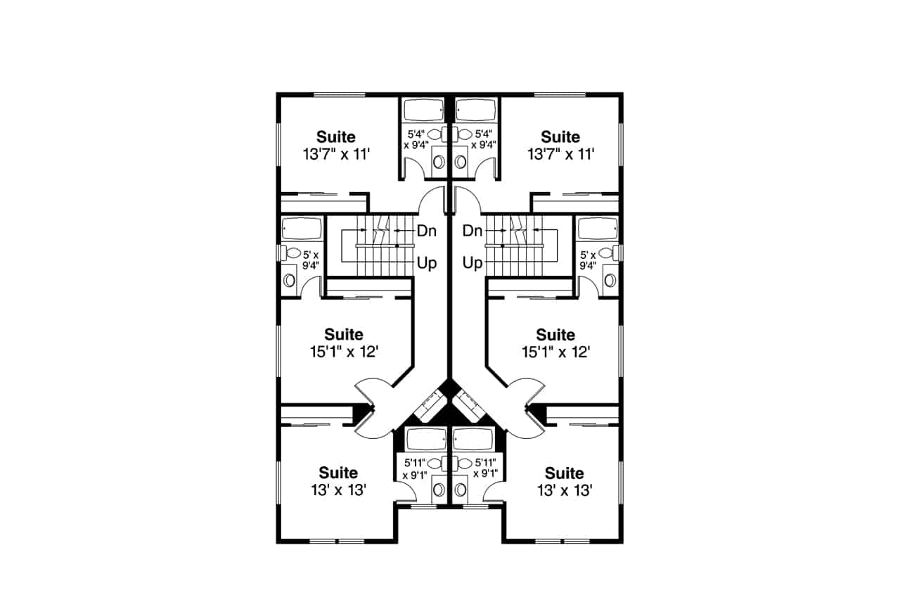 Upper Level of Farmhouse Plan #108-2058