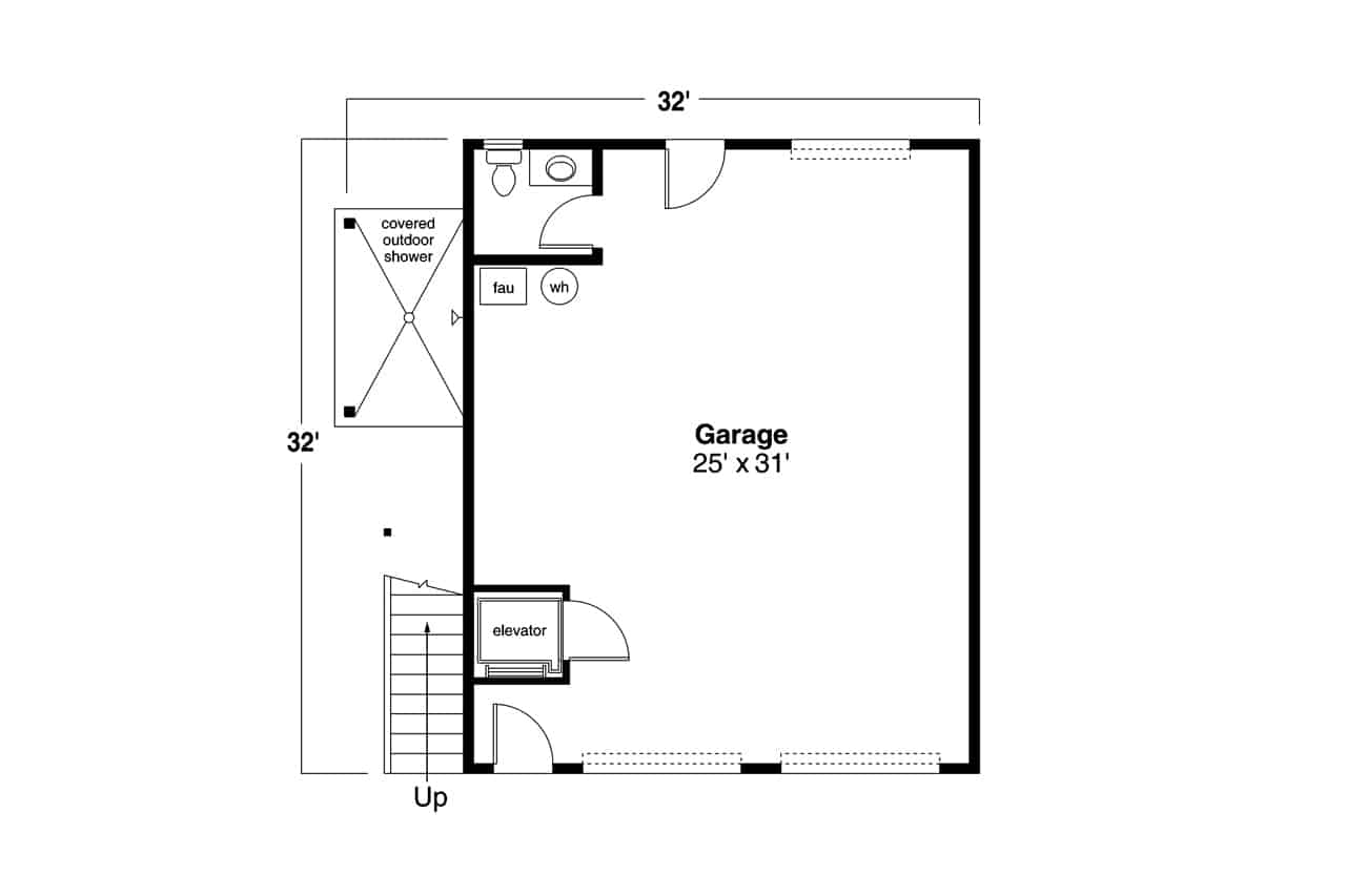 Main Level of Garage w/Apartments Plan #108-2059