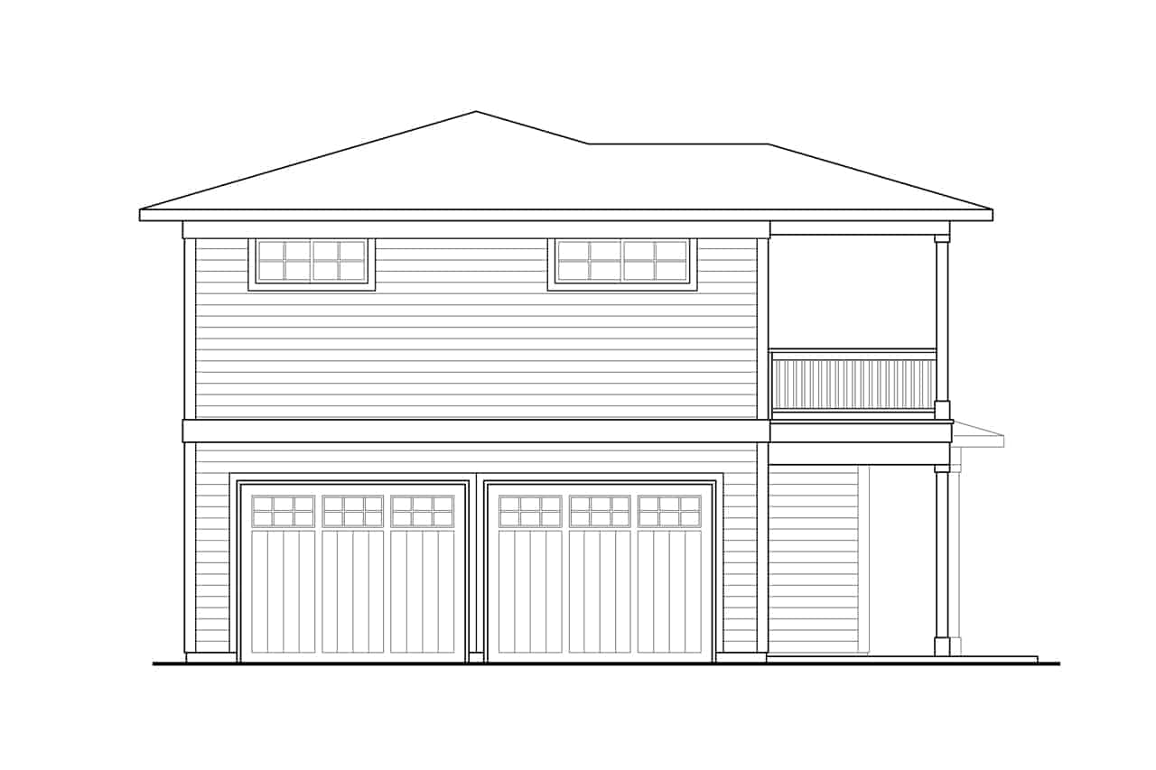 Home Plan Left Elevation of this 2-Bedroom,998 Sq Ft Plan -108-2060