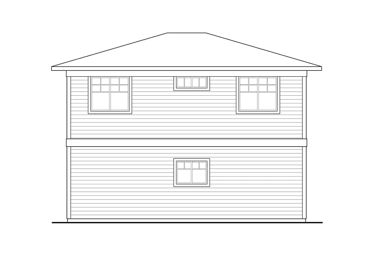 Home Plan Rear Elevation of this 2-Bedroom,998 Sq Ft Plan -108-2060