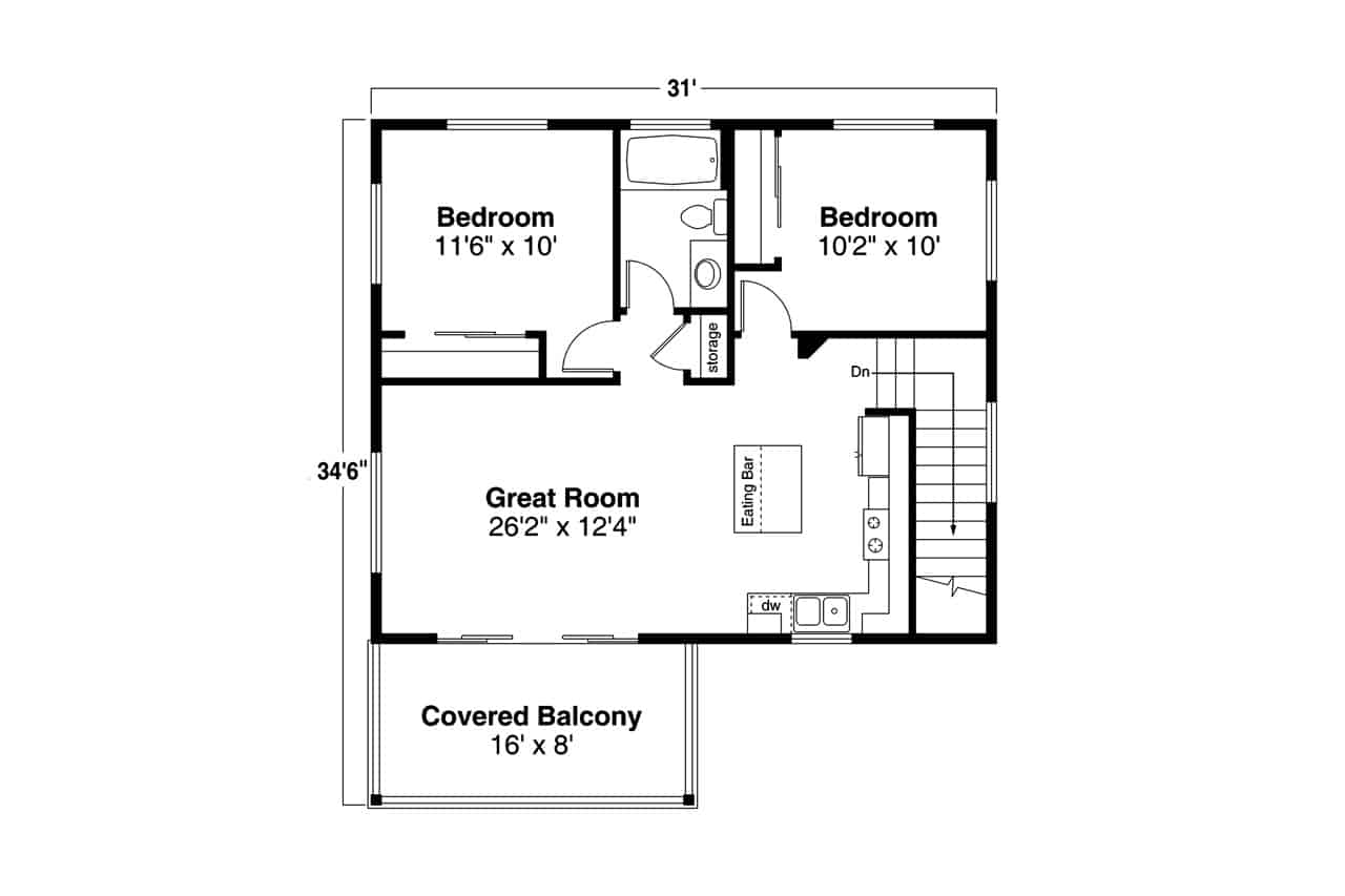 Upper Level of Garage w/Apartments Plan #108-2060