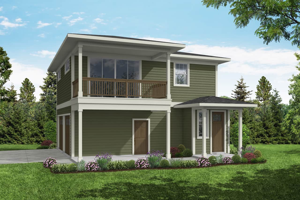 Front elevation of Garage w/Apartments home (ThePlanCollection: House Plan #108-2060)