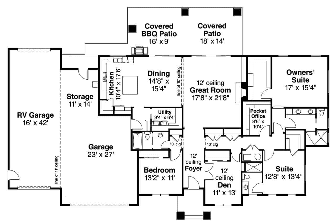 Main Level of Ranch Plan #108-2062