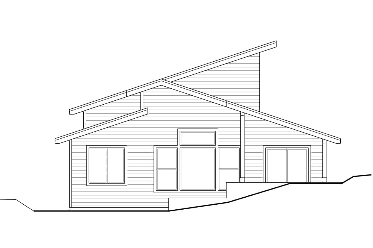 Home Plan Rear Elevation of this 2-Bedroom,1509 Sq Ft Plan -108-2063