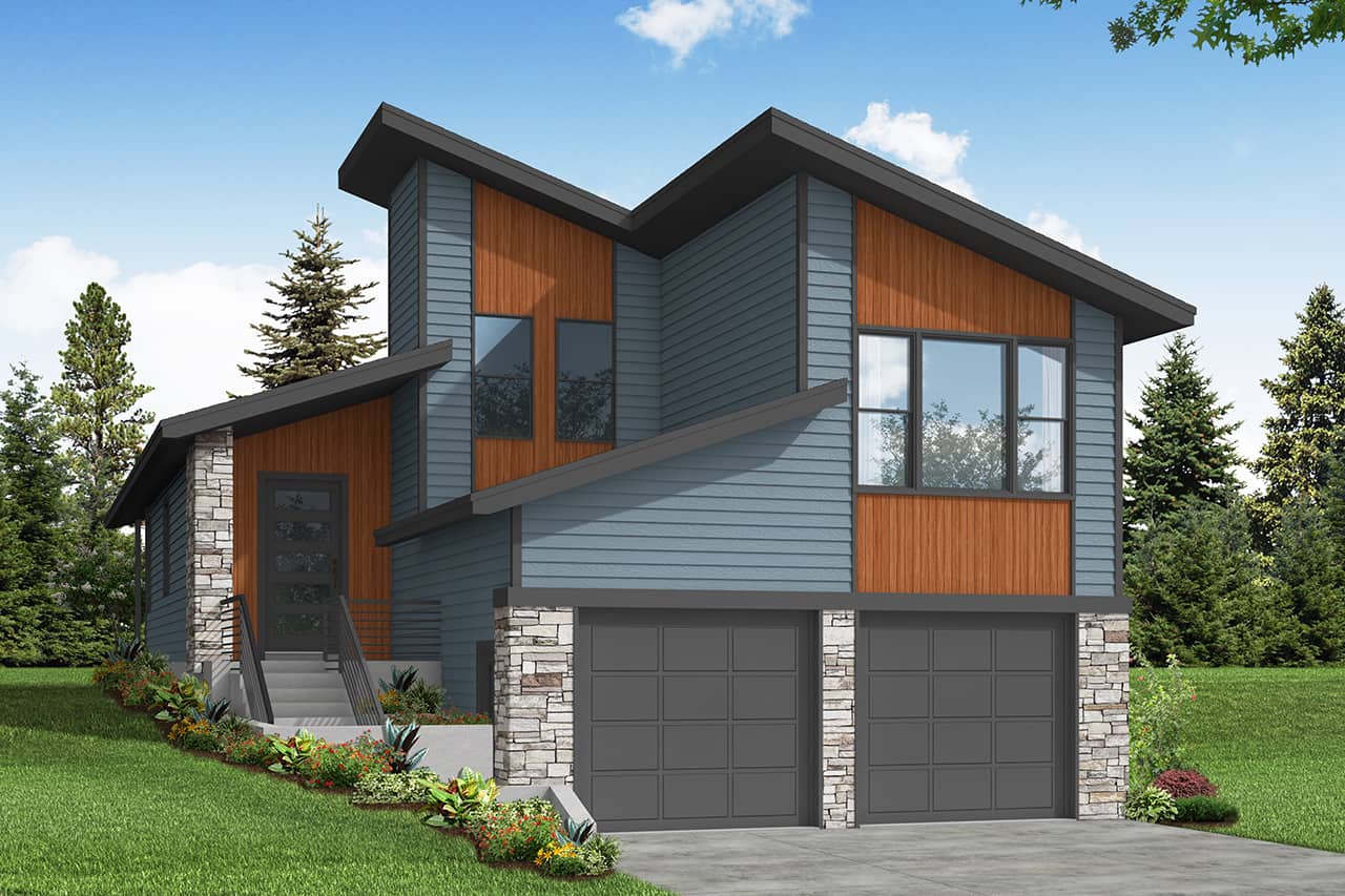 Front elevation of Contemporary home (ThePlanCollection: House Plan #108-2063)