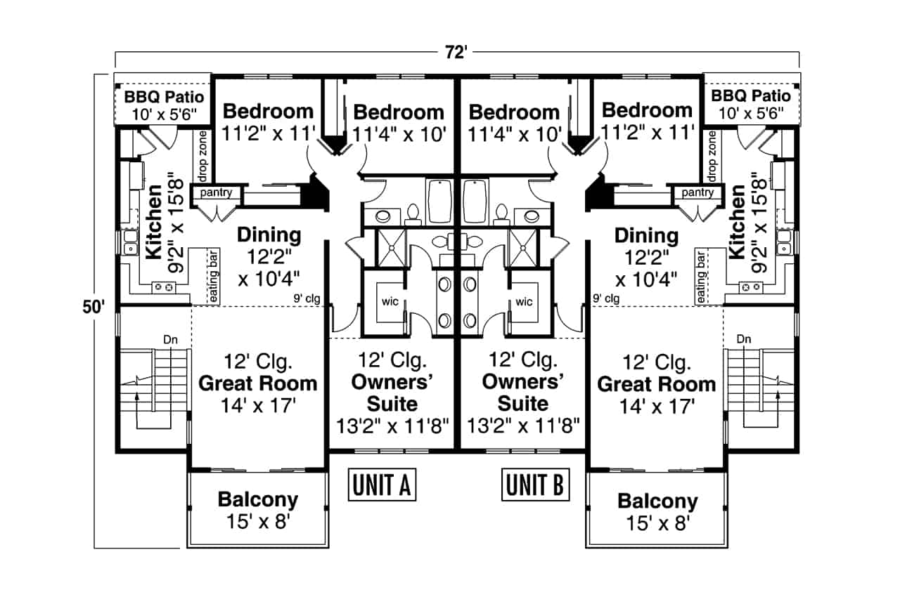 Main Level of Contemporary Plan #108-2064
