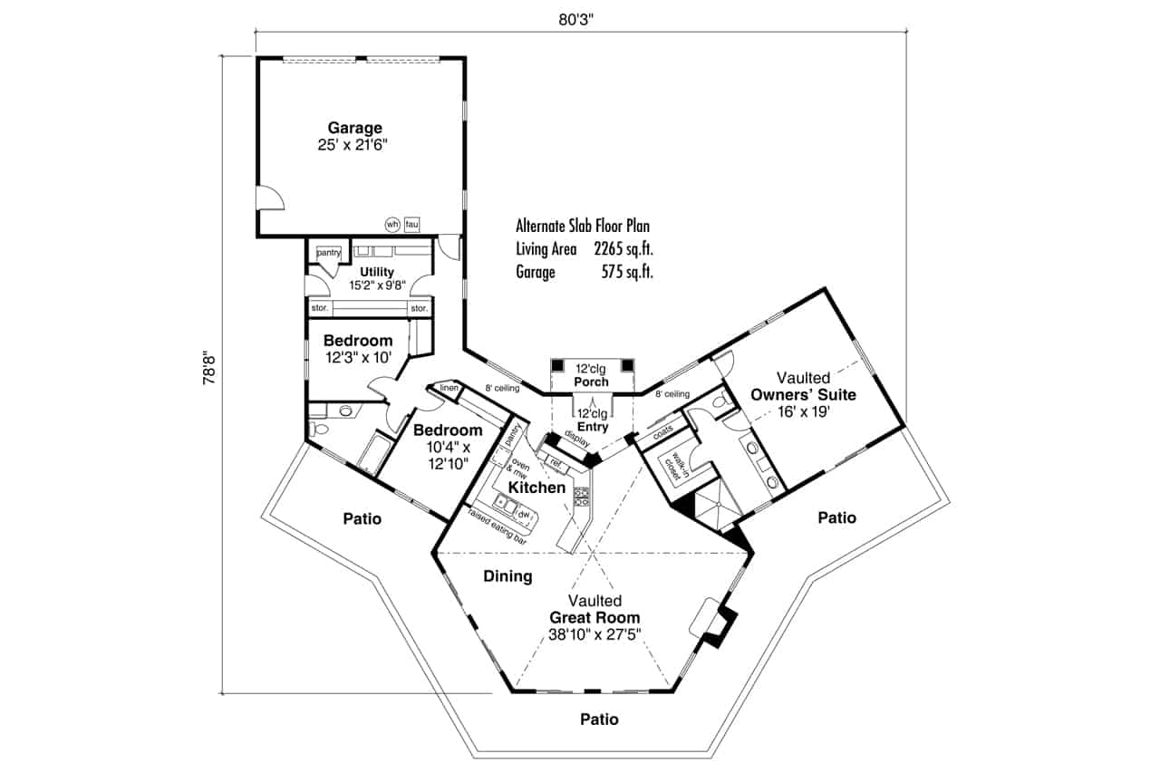 Main Level of Mediterranean Plan #108-2065