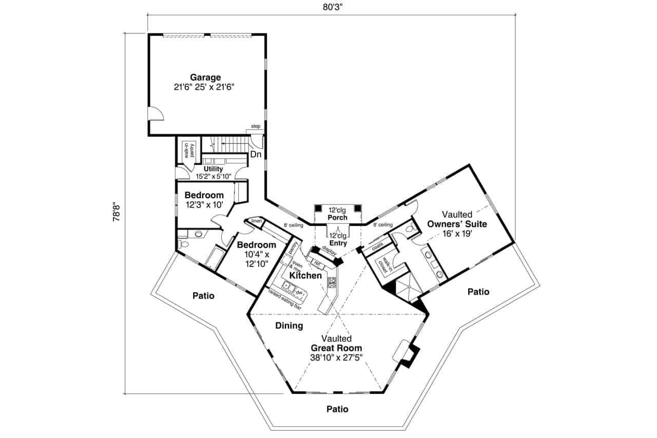 Main Level of Mediterranean Plan #108-2065