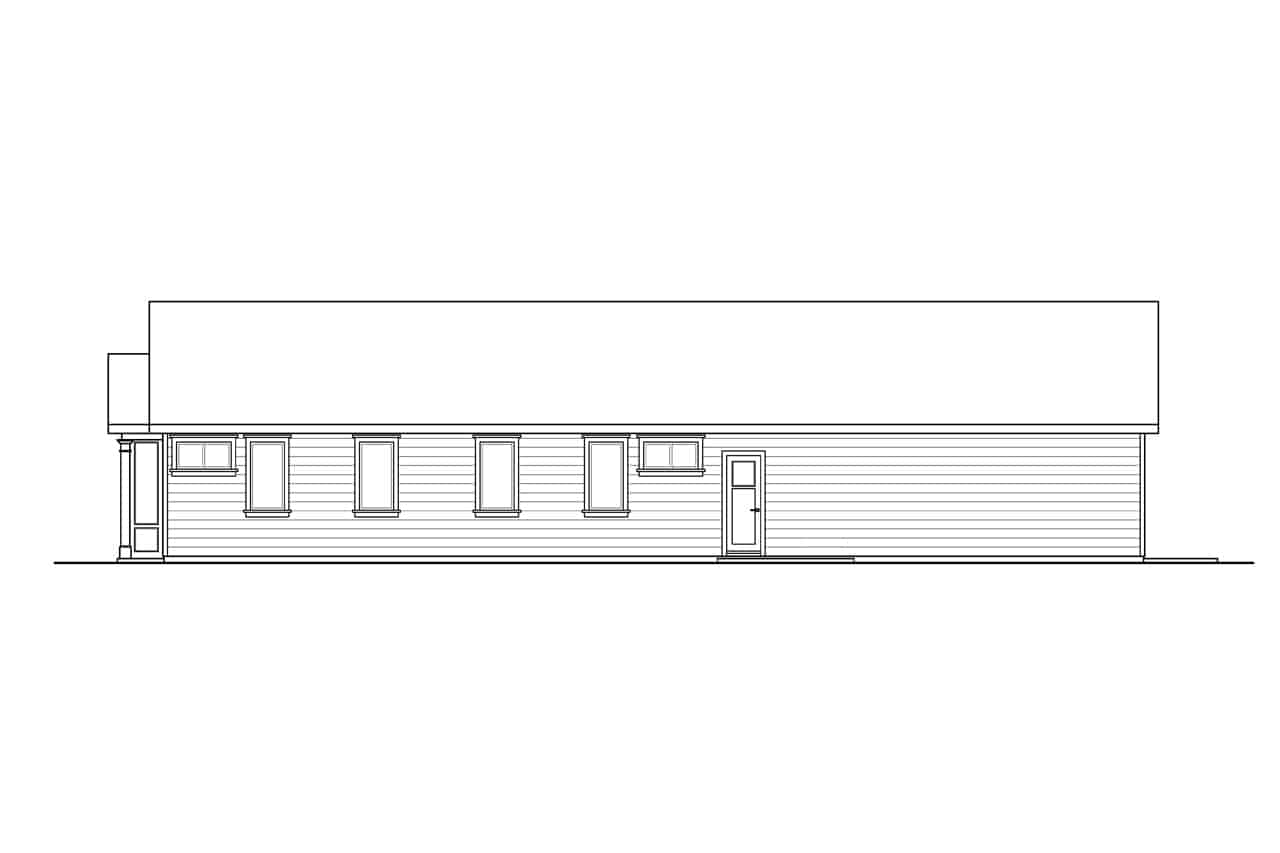 Home Plan Rear Elevation of this 2-Bedroom,1258 Sq Ft Plan -108-2066