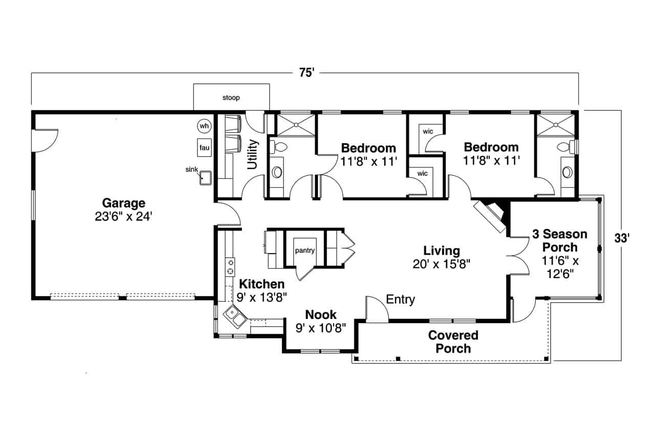 Main Level of Ranch Plan #108-2066