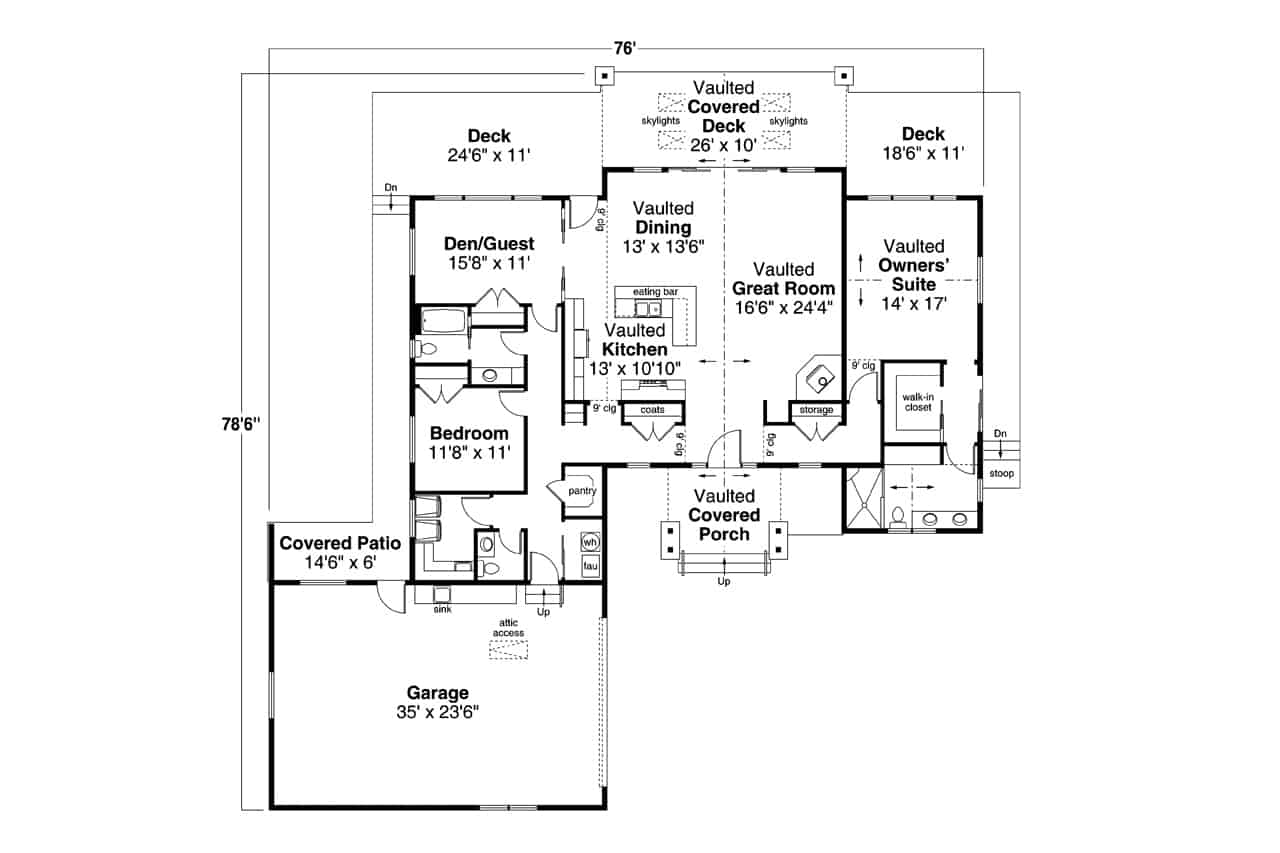 Main Level of Ranch Plan #108-2069