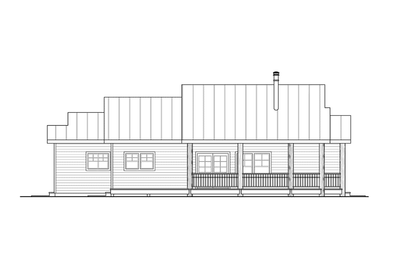 Home Plan Left Elevation of this 3-Bedroom,1395 Sq Ft Plan -108-2070