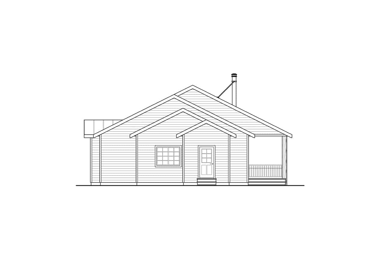 Home Plan Rear Elevation of this 3-Bedroom,1395 Sq Ft Plan -108-2070