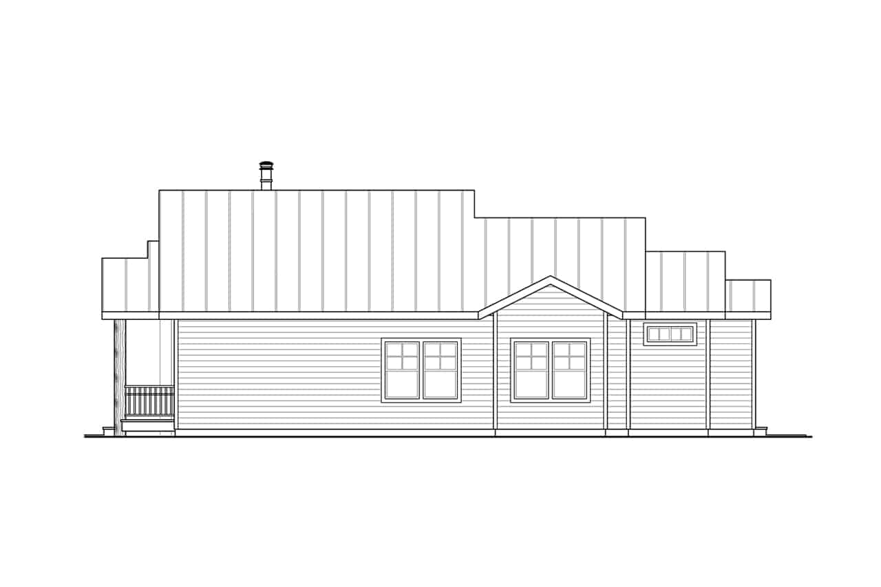 Home Plan Right Elevation of this 3-Bedroom,1395 Sq Ft Plan -108-2070