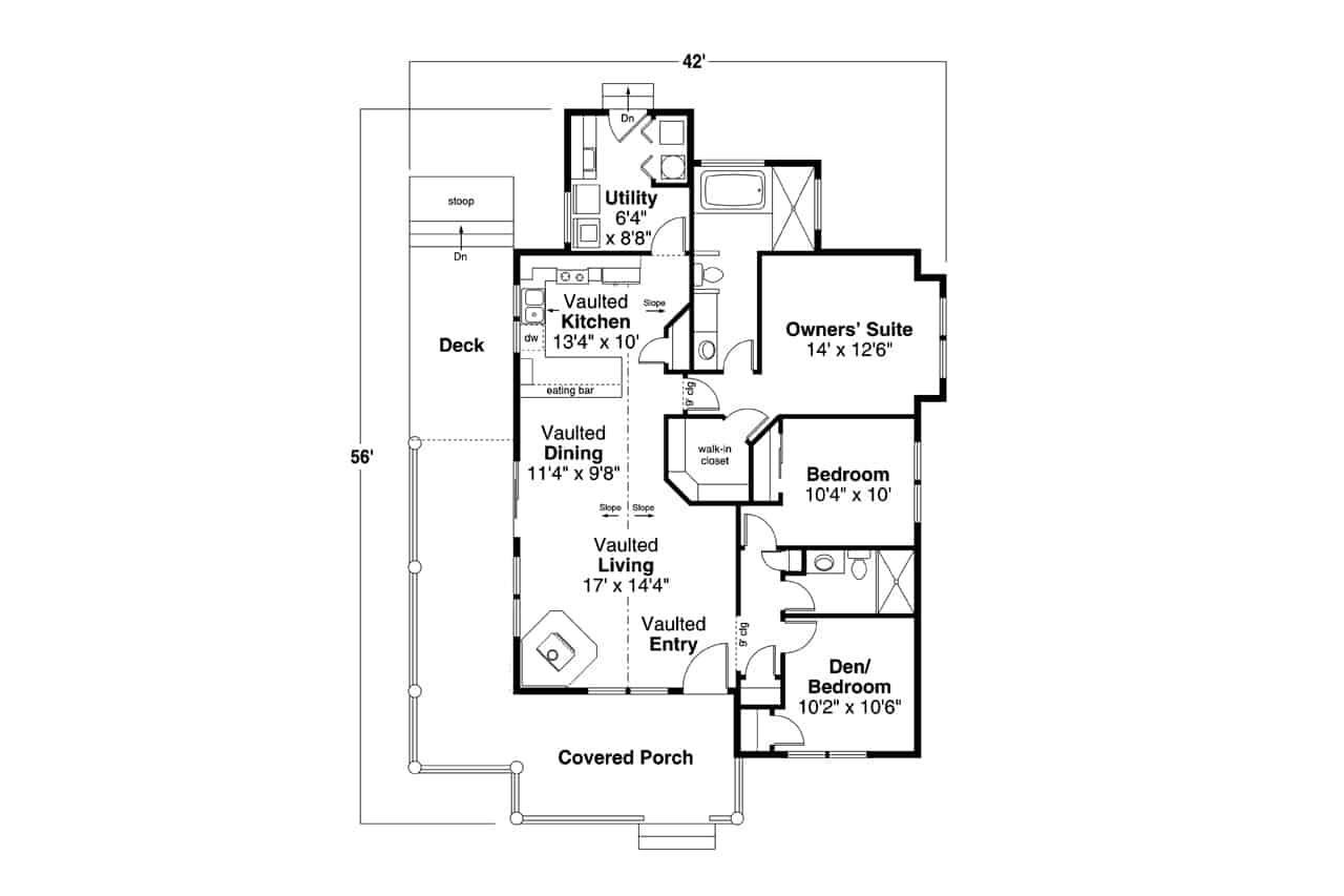 Main Level of Ranch Plan #108-2070