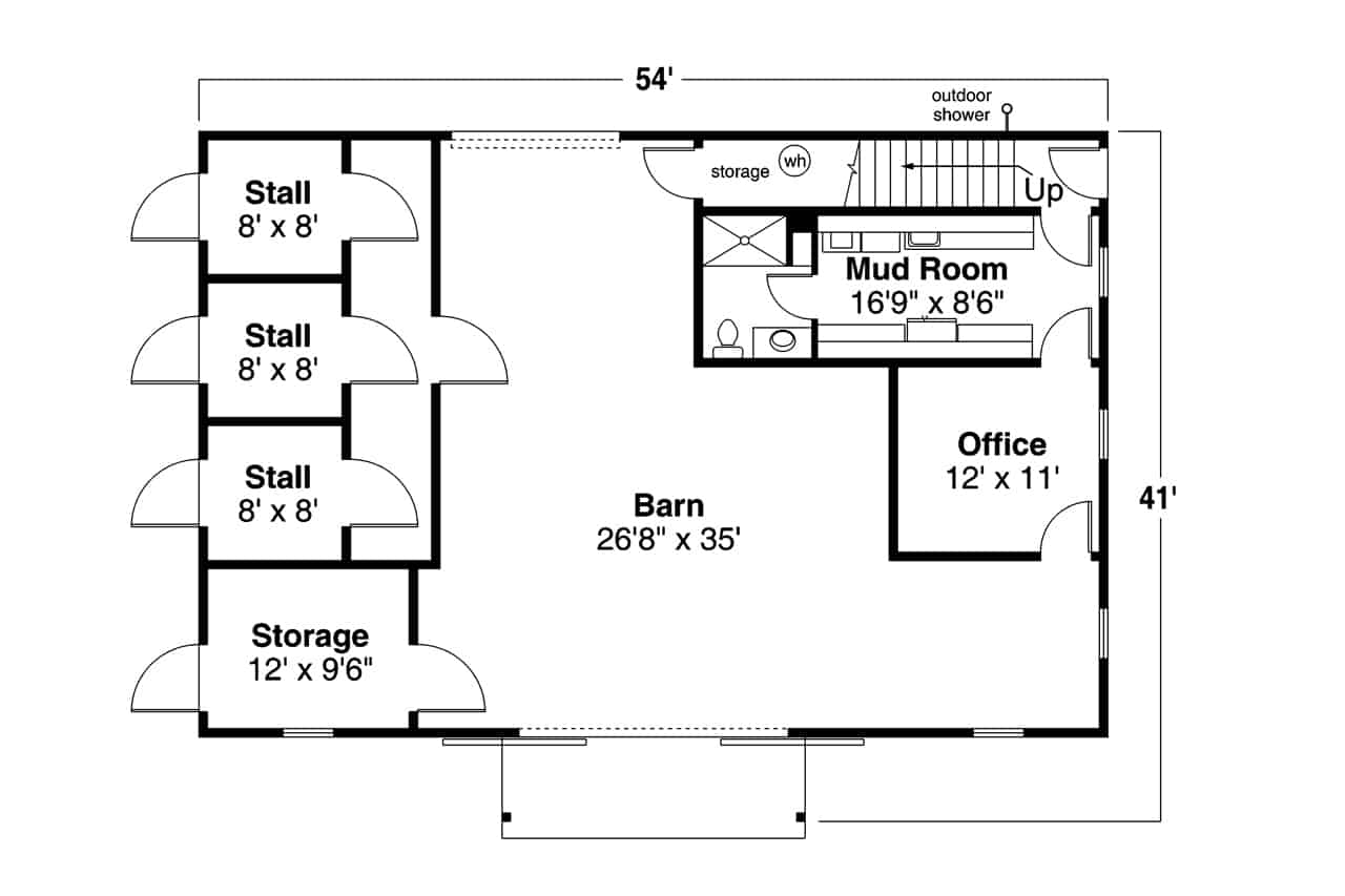 Main Level of Garage w/Apartments Plan #108-2071