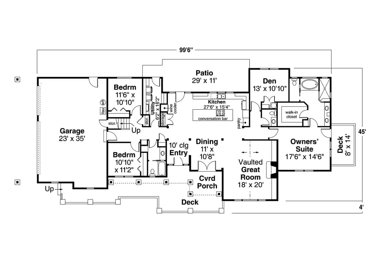 Main Level of Ranch Plan #108-2072