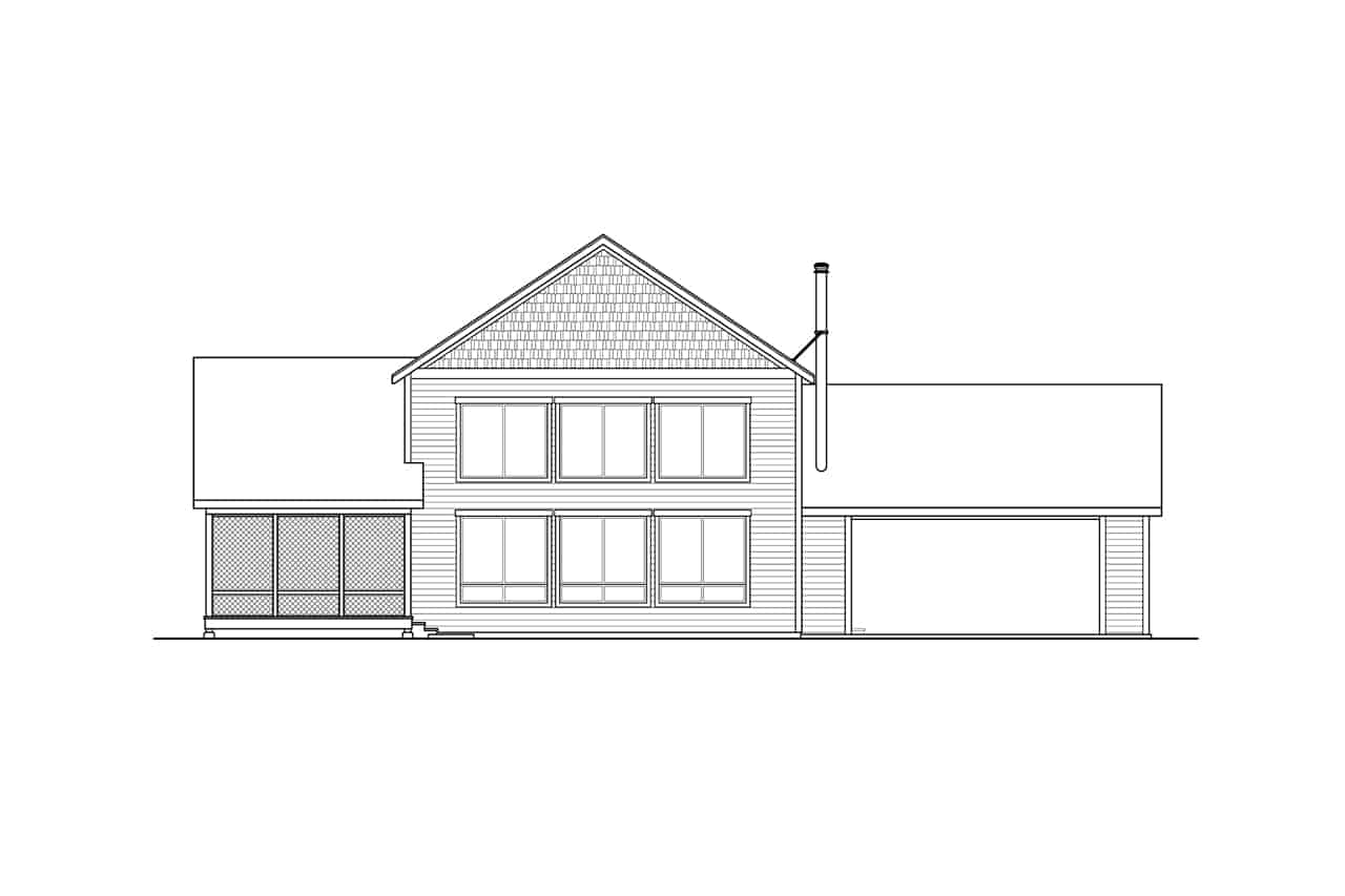 Home Plan Rear Elevation of this 3-Bedroom,1468 Sq Ft Plan -108-2073