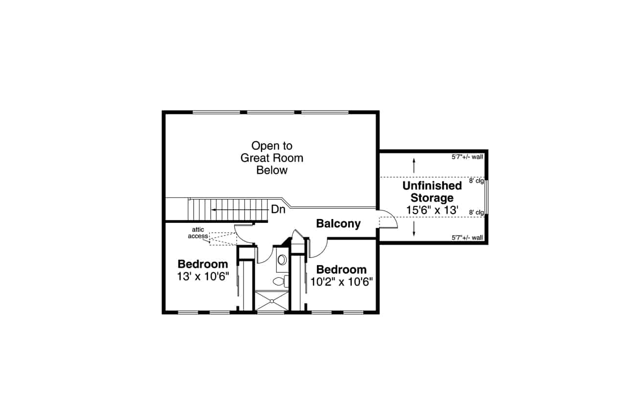 Upper Level of Farmhouse Plan #108-2073