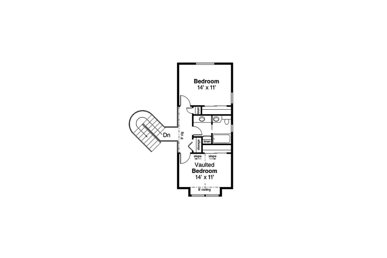 Upper Level of Farmhouse Plan #108-2074