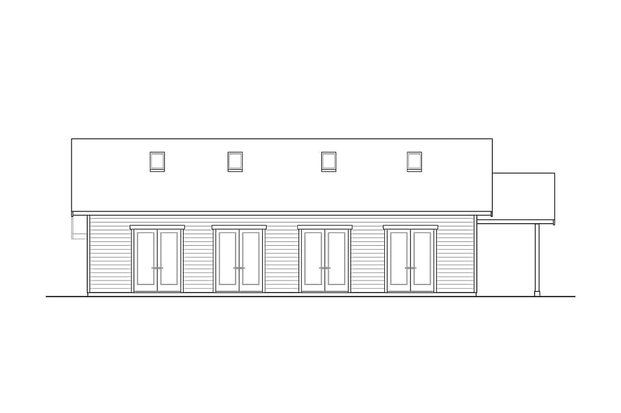 Home Plan Rear Elevation of this 0-Bedroom,1134 Sq Ft Plan -108-2076