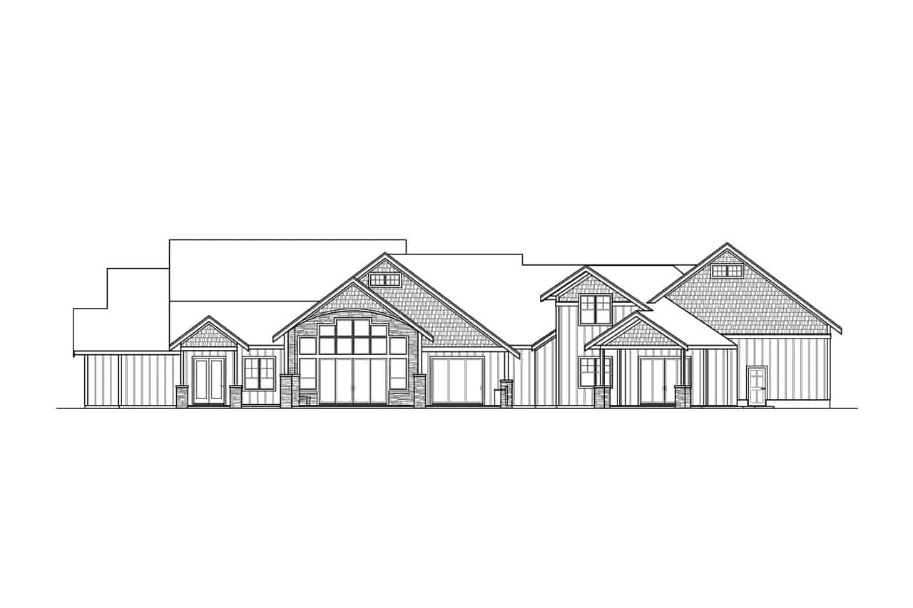 Home Plan Rear Elevation of this 4-Bedroom,4810 Sq Ft Plan -108-2078