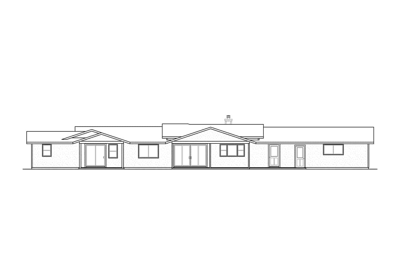 Home Plan Rear Elevation of this 3-Bedroom,2042 Sq Ft Plan -108-2079