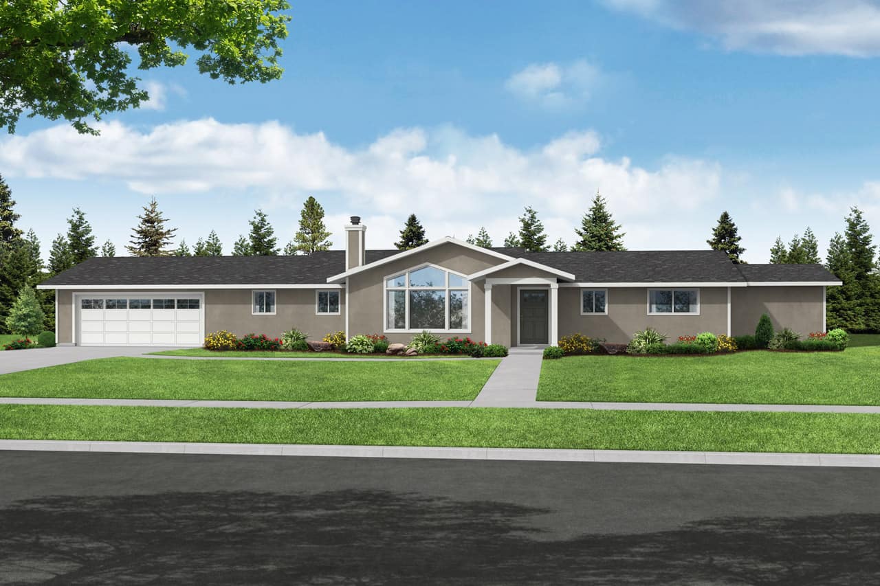 Front elevation of Southwest home (ThePlanCollection: House Plan #108-2079)
