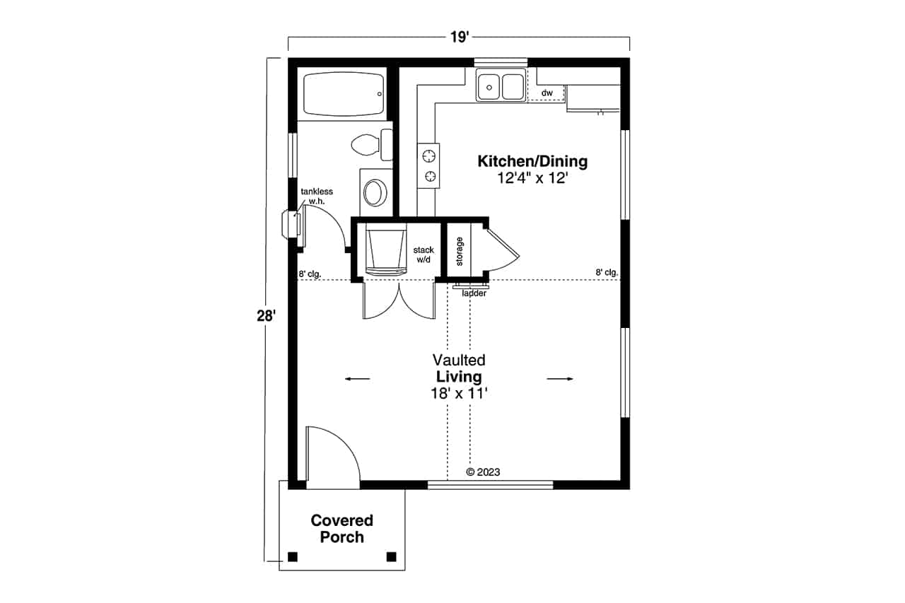 Main Level of Cottage Plan #108-2080