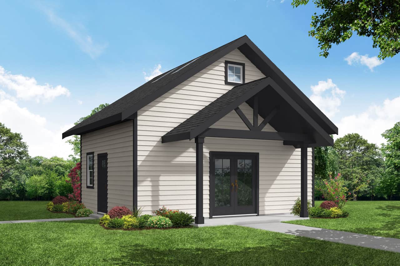 Front elevation of Craftsman home (ThePlanCollection: House Plan #108-2081)