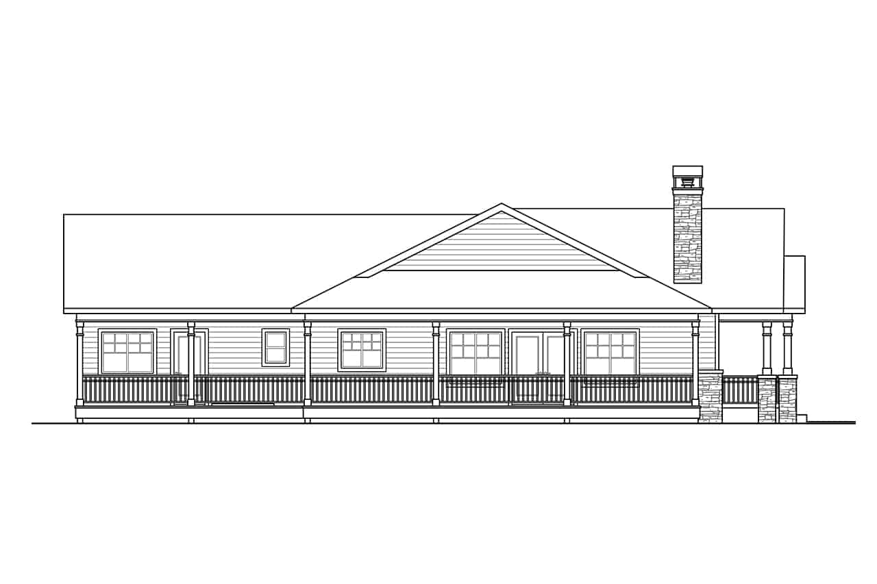 Home Plan Left Elevation of this 3-Bedroom,1623 Sq Ft Plan -108-2082