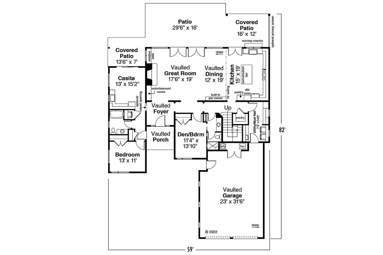 Main Level of Contemporary Plan #108-2083