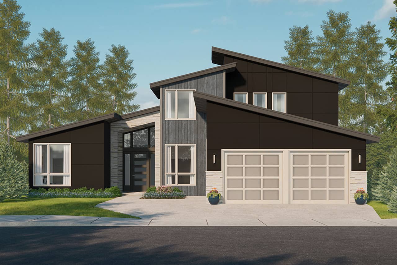 Front elevation of Contemporary home (ThePlanCollection: House Plan #108-2083)