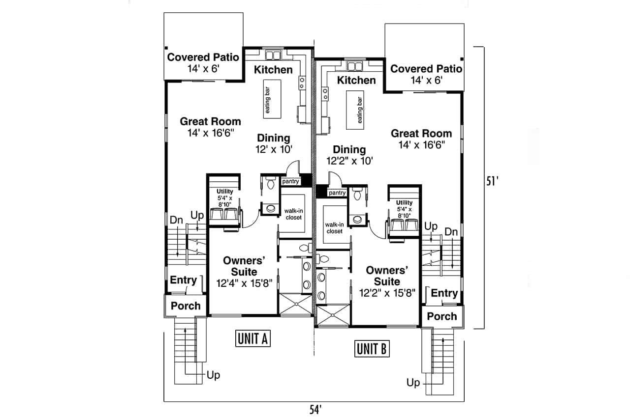 Main Level of Modern Plan #108-2084