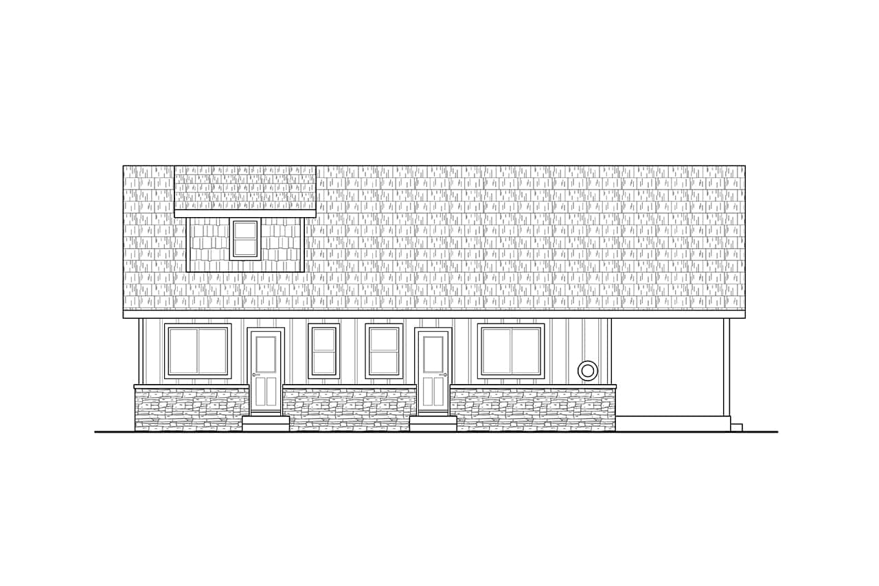 Home Plan Left Elevation of this 2-Bedroom,1360 Sq Ft Plan -108-2089