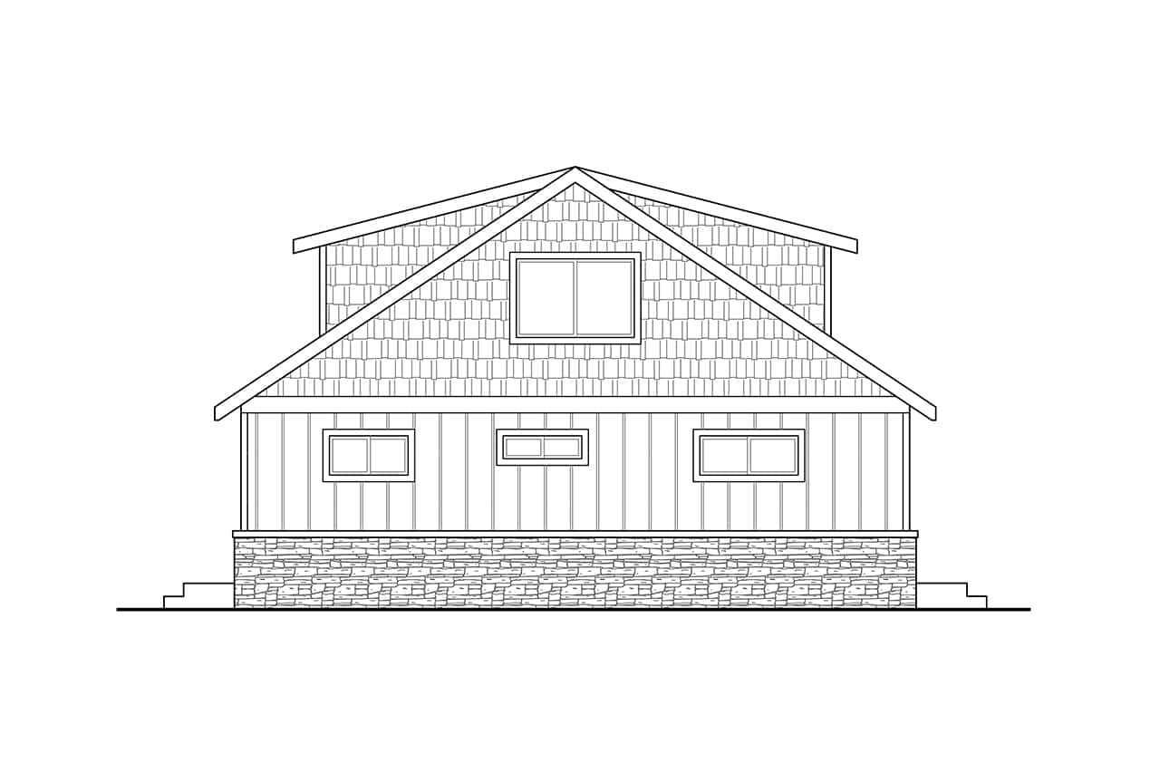 Home Plan Rear Elevation of this 2-Bedroom,1360 Sq Ft Plan -108-2089