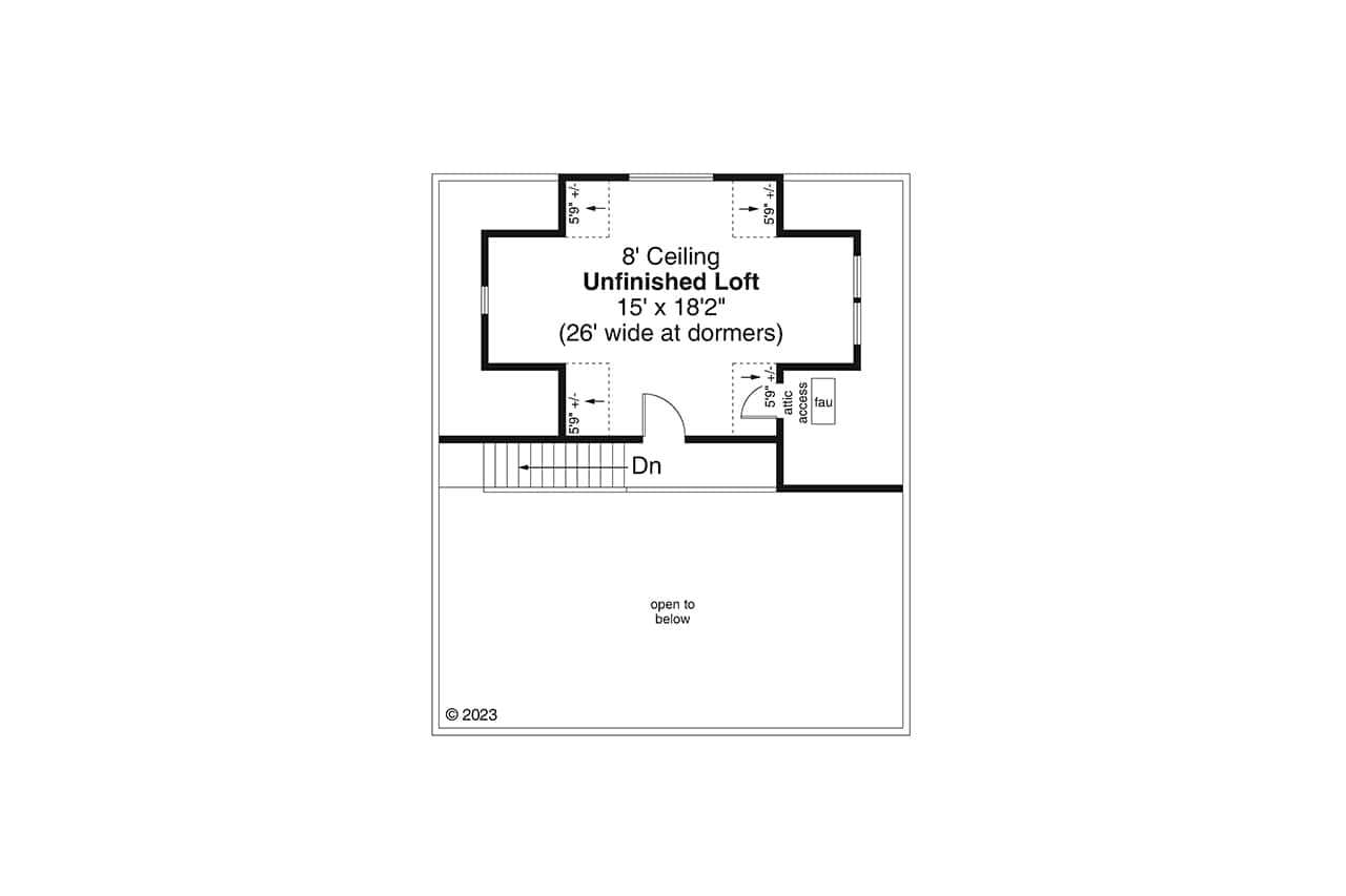 Upper Level of Cottage Plan #108-2089